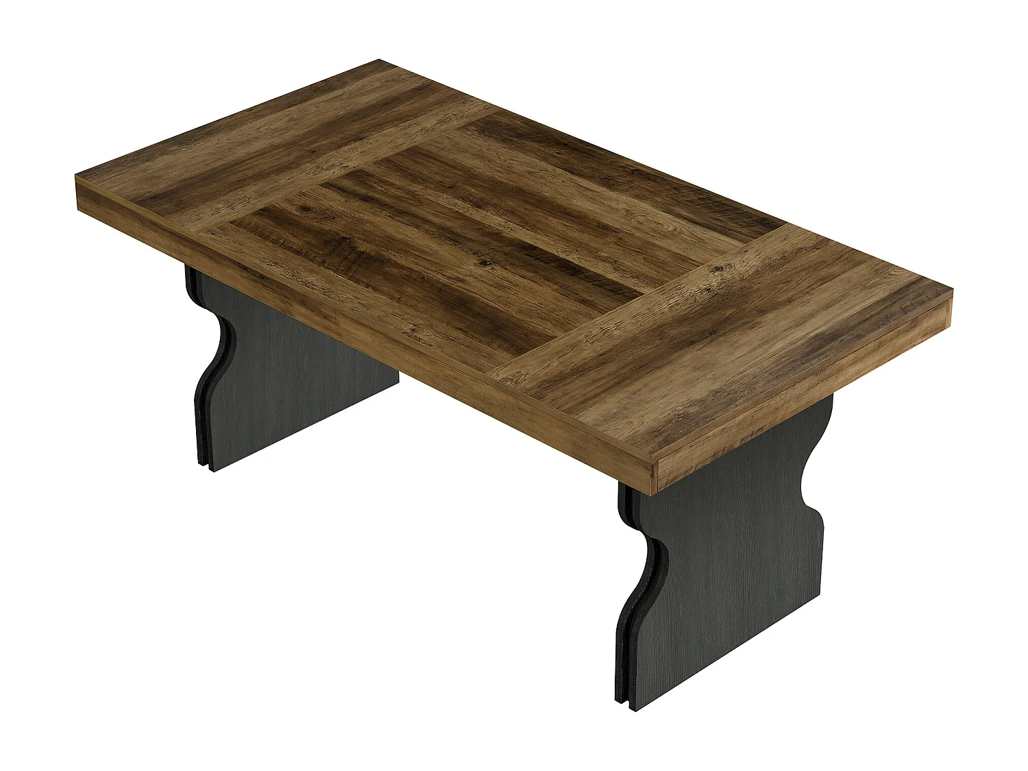 Table à manger rectangulaire de 160 cm pour 4 à 6 personnes, grande table de cuisine, marron et noir (table seule)