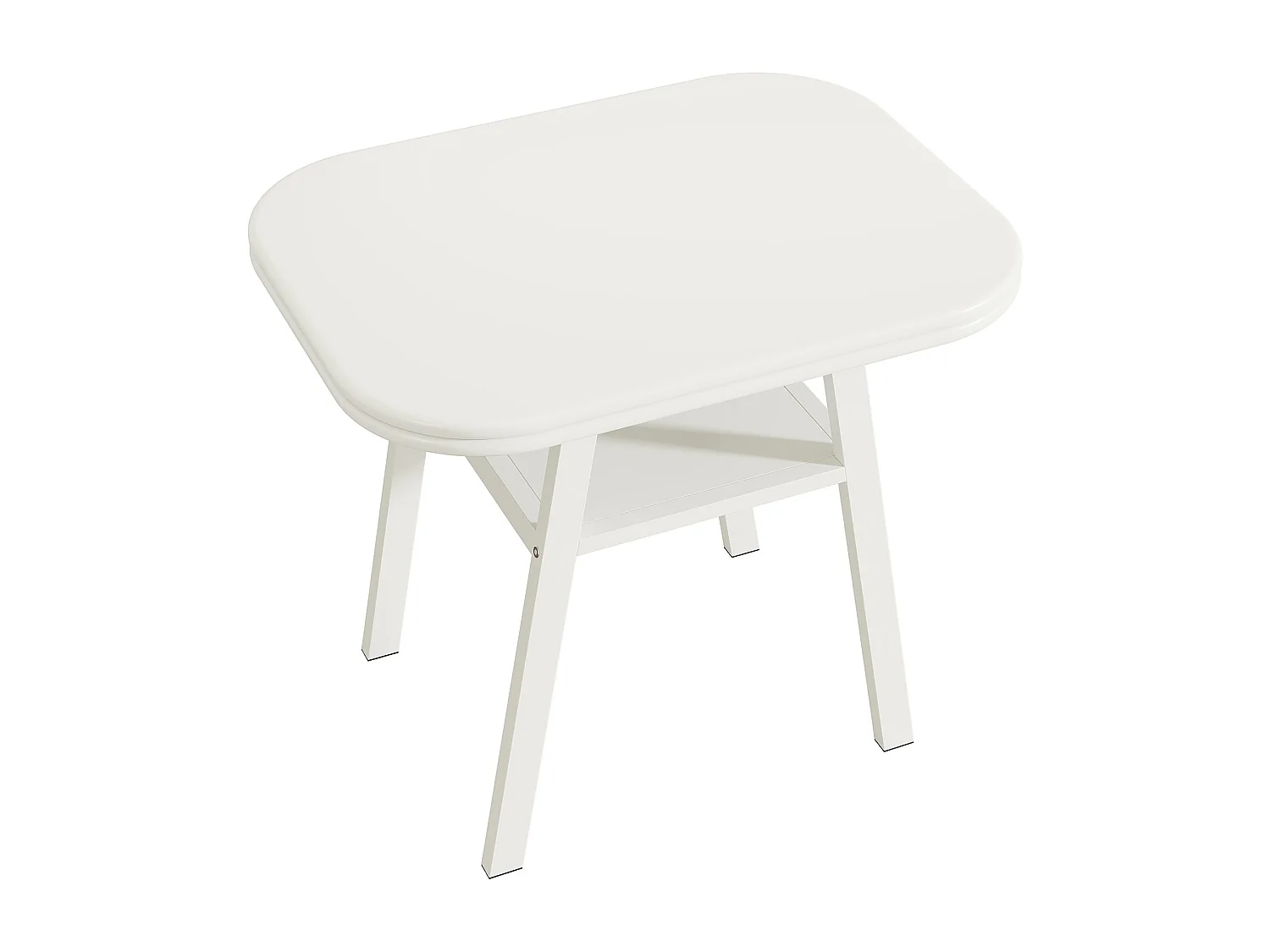 Eettafel voor 2-4 personen, 80 cm kleine moderne keukentafel met opbergplank en metalen framepoten, wit