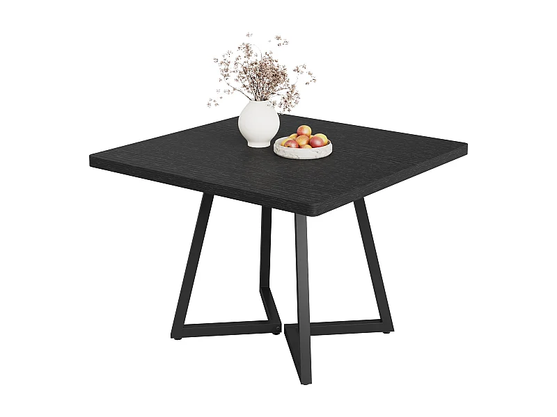 Eettafel voor 4 personen, moderne stijl, stevig metalen frame, 80 x 80 x 75 cm keukentafel voor eetkamer (zwart)