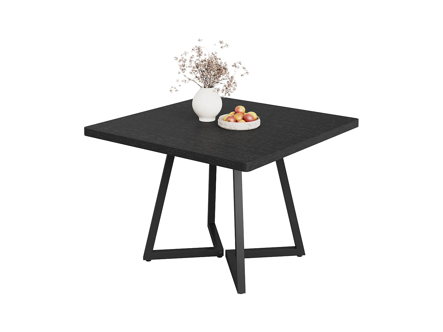 Eettafel voor 4 personen, moderne stijl, stevig metalen frame, 80 x 80 x 75 cm keukentafel voor eetkamer (zwart)