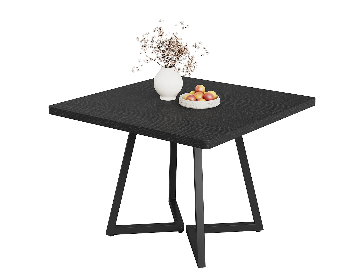 Table à manger pour 4 personnes, style moderne, structure en métal robuste, 80 x 80 x 75 cm, table de cuisine pour salle à manger (noir)