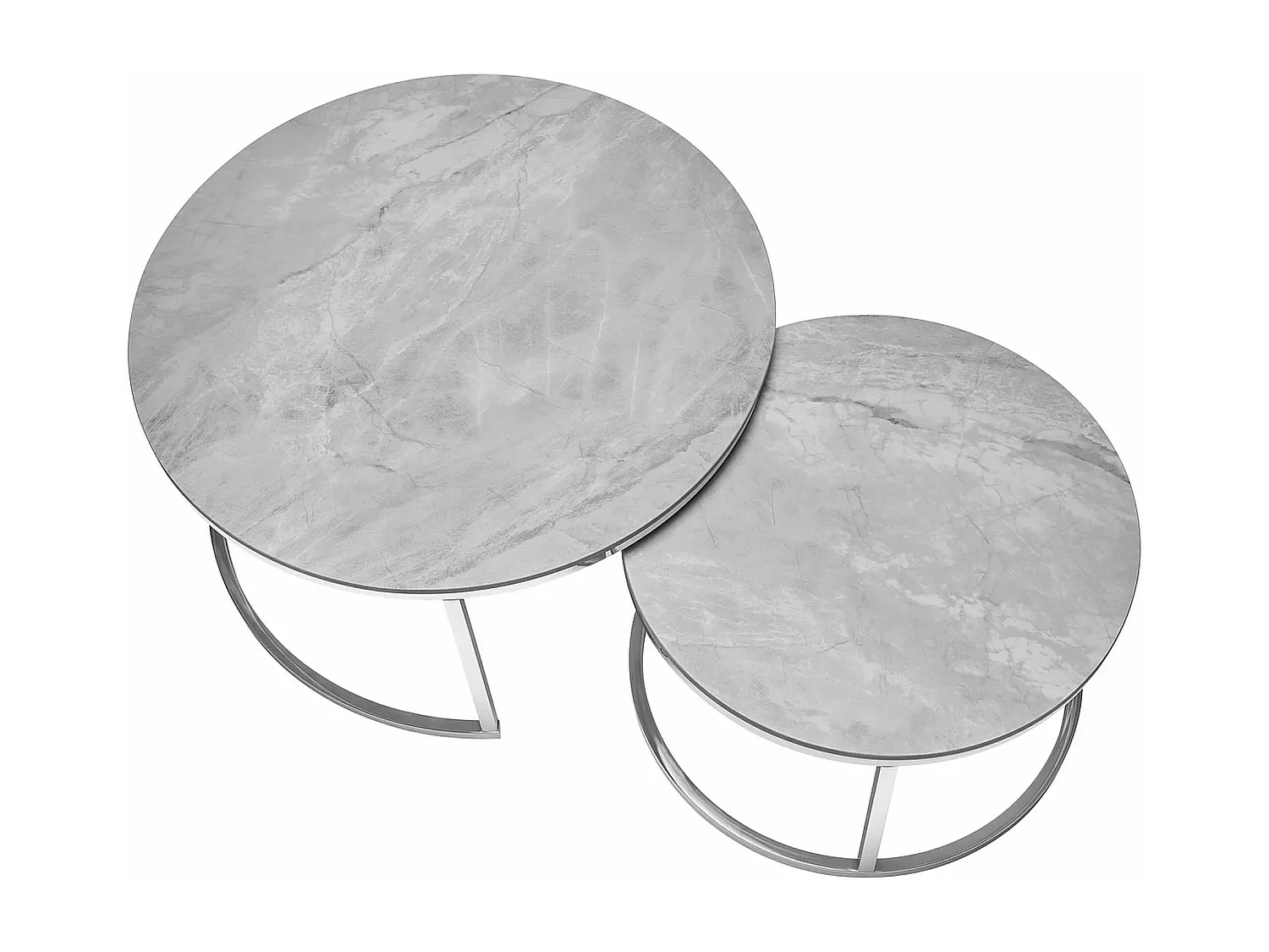 Ensemble table basse Portafino-XL/Céramique/Rond/Gris