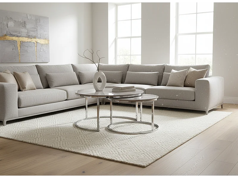 Couchtisch-Set Portafino-XL/Keramik/Rund/Grau