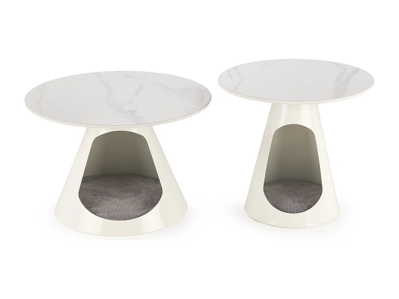 Set da tavolino Osario/Sinterizzato/Rotondo/Bianco