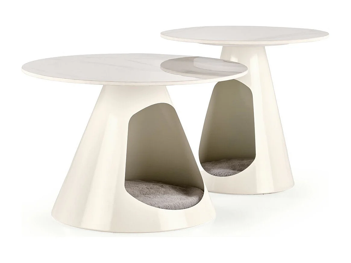 Couchtisch-Set Osario/Sintern/Rund/Weiss