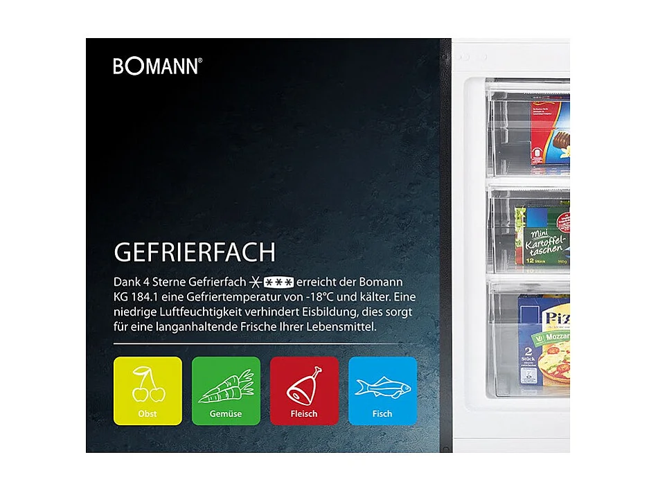 Réfrigérateur et congélateur 269L inox Bomann KG184-1-inox