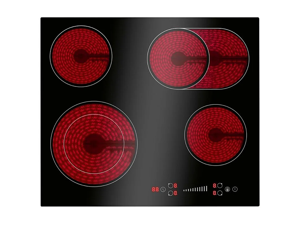 Plaque de cuisson en vitrocéramique 4 feux avec double zone encastrable Bomann EBK7941