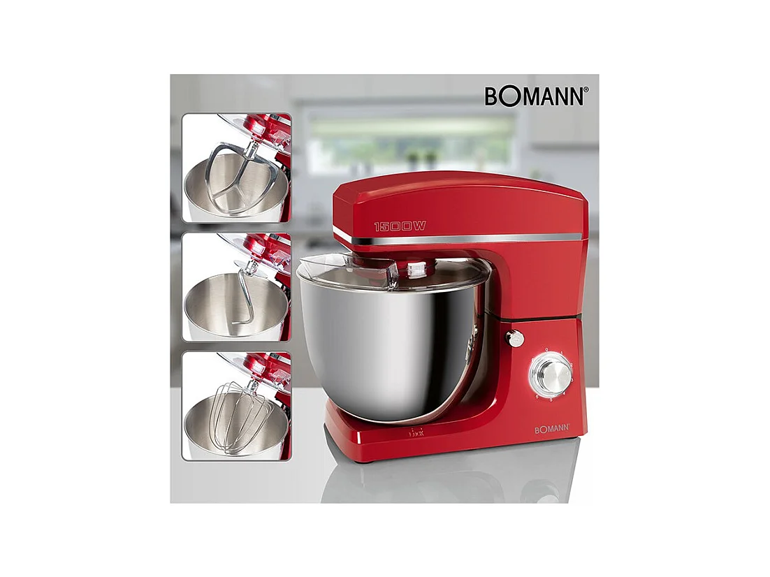 Robot pétrin multifonction 10L 1500W Bomann KM 6036 CB Rouge