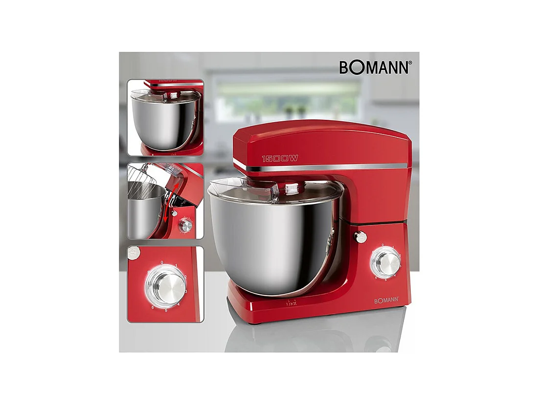 Robot pétrin multifonction 10L 1500W Bomann KM 6036 CB Rouge