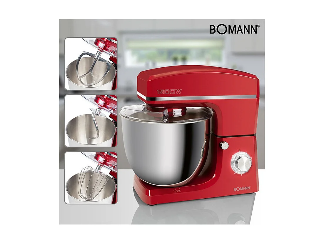 Robot pétrin multifonction 10L 1500W Bomann KM 6036 CB Rouge