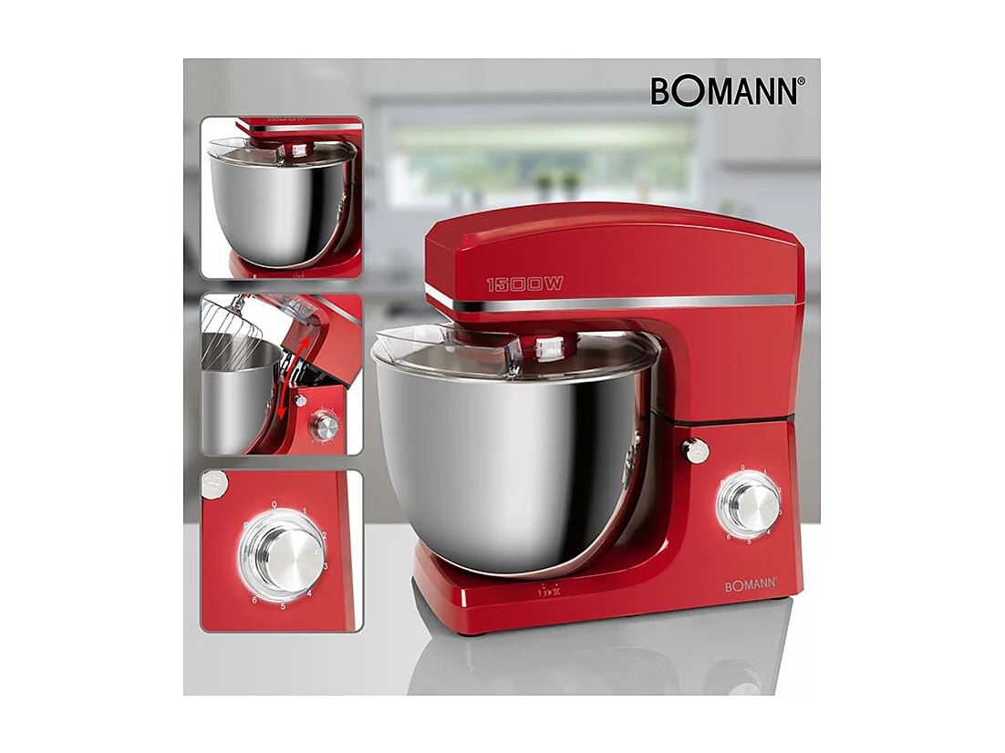 Robot pétrin multifonction 10L 1500W Bomann KM 6036 CB Rouge