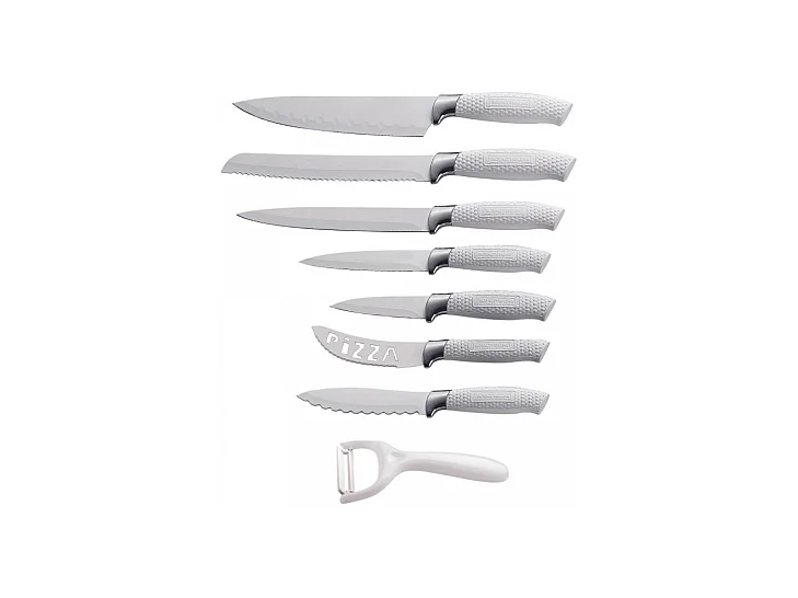 Ensemble de couteaux à revêtement antiadhésif 7 pièces avec éplucheur Blanc Royalty Line RLWHT7W
