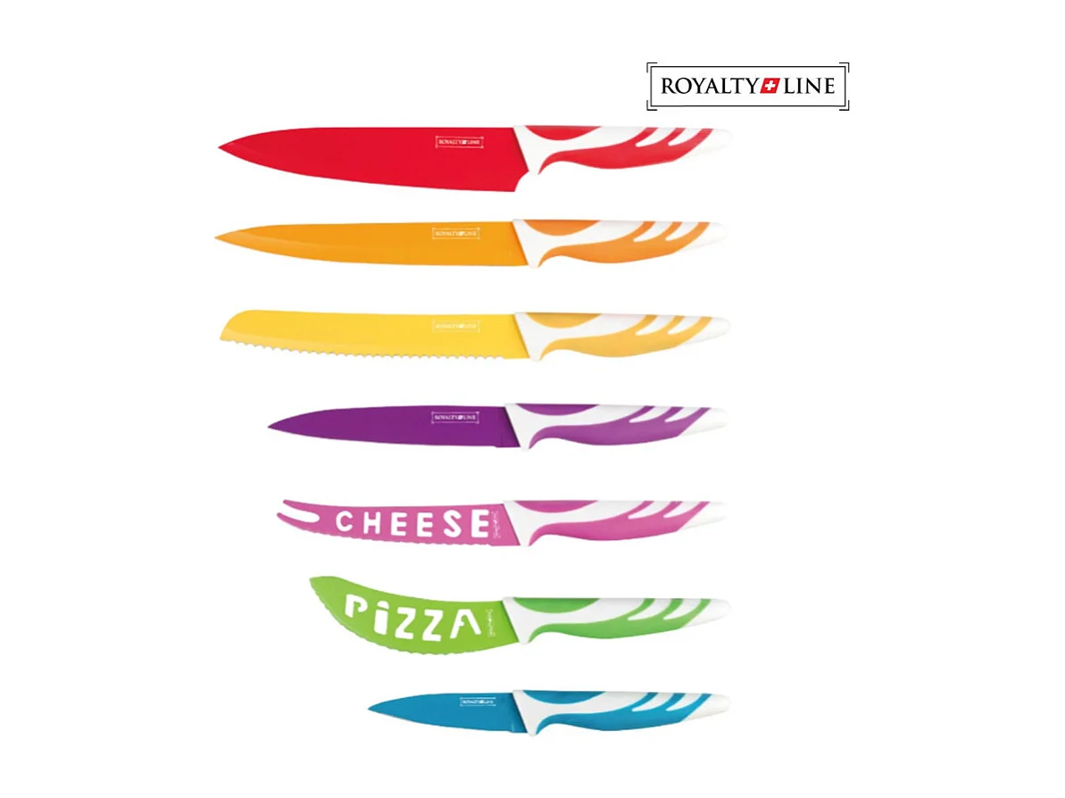 Ensemble de couteaux à revêtement antiadhésif 7 pièces avec éplucheur Blanc Royalty Line RLWHT7W