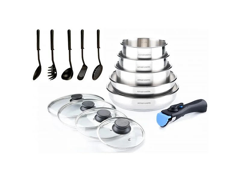 Batterie de cuisine Inox 15 Pcs Arthur Martin 5535