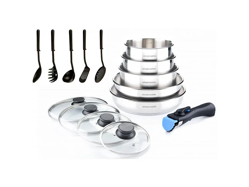 Batterie de cuisine Inox 15 Pcs Arthur Martin 5535