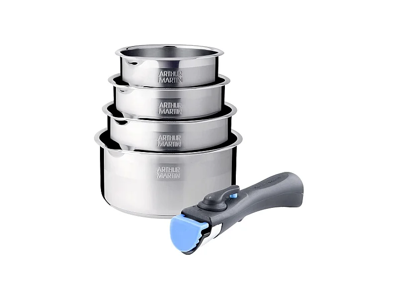 Batterie de cuisine inox 5 pcs avec manche amovible Arthur Martin AM7457