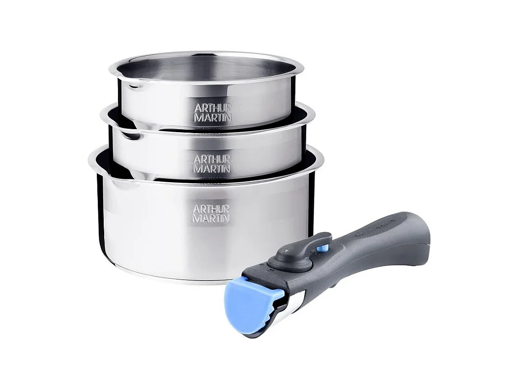 Lot de 3 casseroles inox manche amovible Arthur Martin AM3456