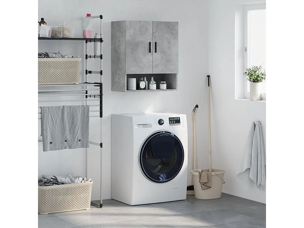 Mobiletto da parete grigio cemento 60x31x70 cm in legno ingegnerizzato