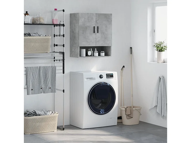 Mobiletto da parete grigio cemento 60x31x70 cm in legno ingegnerizzato