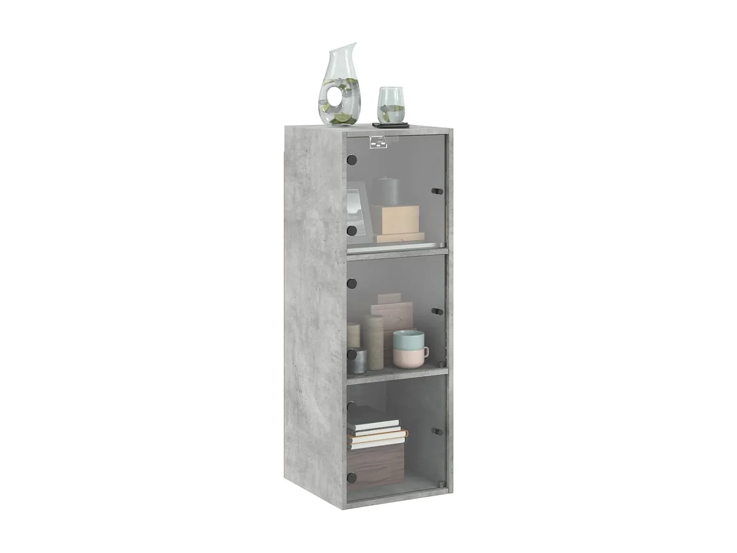 Armoire murale avec portes en verre gris béton 35x37x100 cm