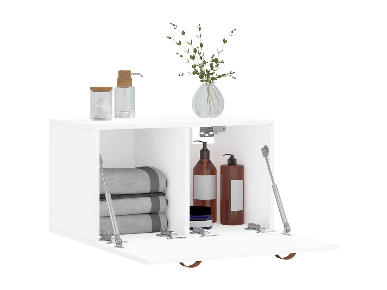 Mobiletto da parete bianco, 60x36,5x35 cm, legno ingegnerizzato