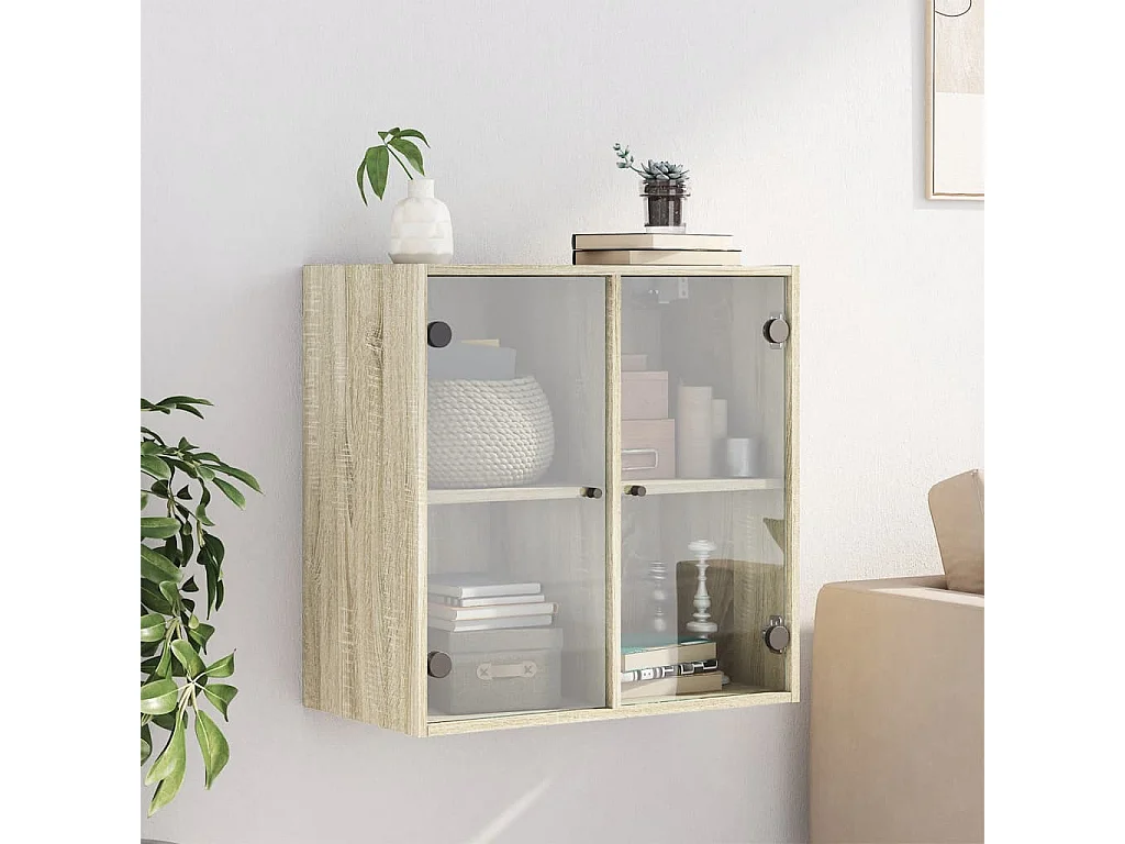 Armoire murale avec portes en verre chêne sonoma 68x37x68,5 cm