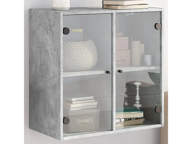 Pensile con ante in vetro grigio cemento, 68x37x68,5 cm