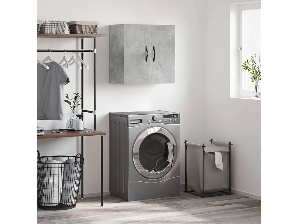 Mobiletto da parete grigio cemento 60x31x60 cm in legno ingegnerizzato