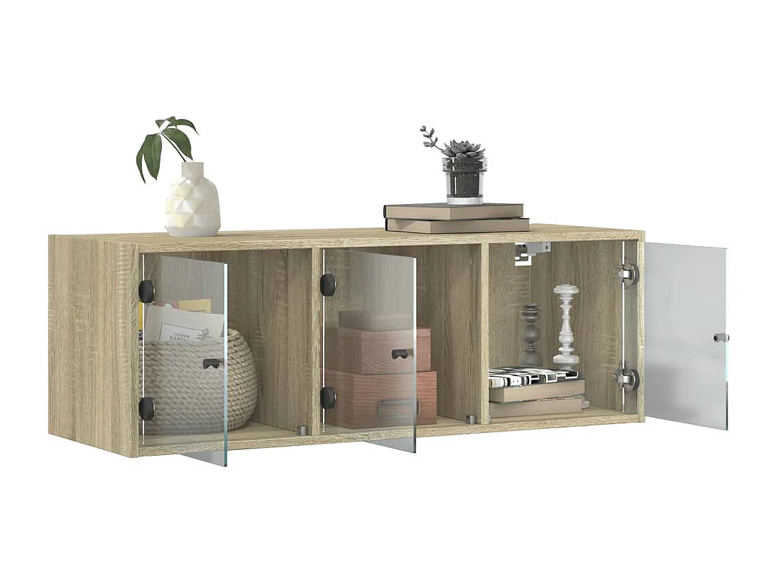 Armoire murale avec portes en verre chêne sonoma 102x37x35 cm