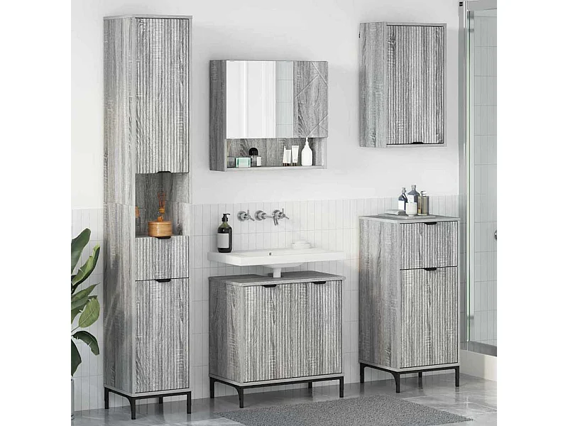 Ensemble de mobilier de salle de bain avec tiroir Gris Sonoma