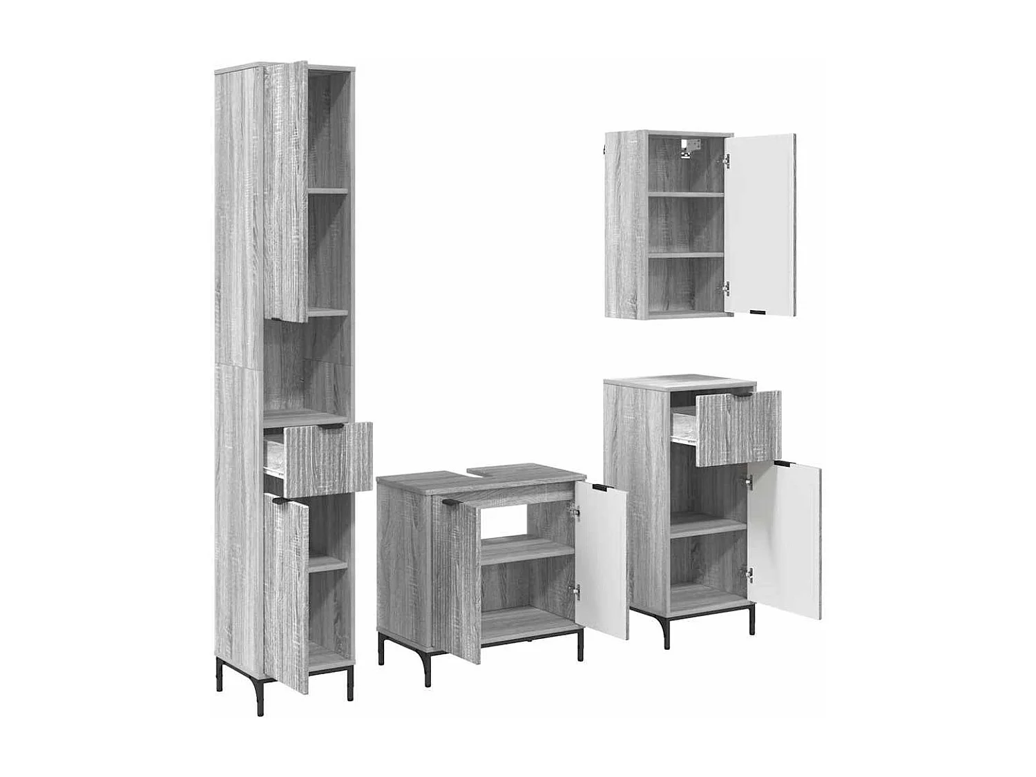 Ensemble de mobilier de salle de bain avec tiroir Gris Sonoma