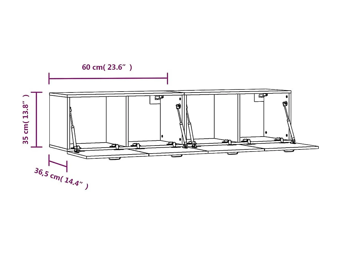 Armoires murales 2pcs Chêne brun 60x36,5x35cm Bois d'ingénierie