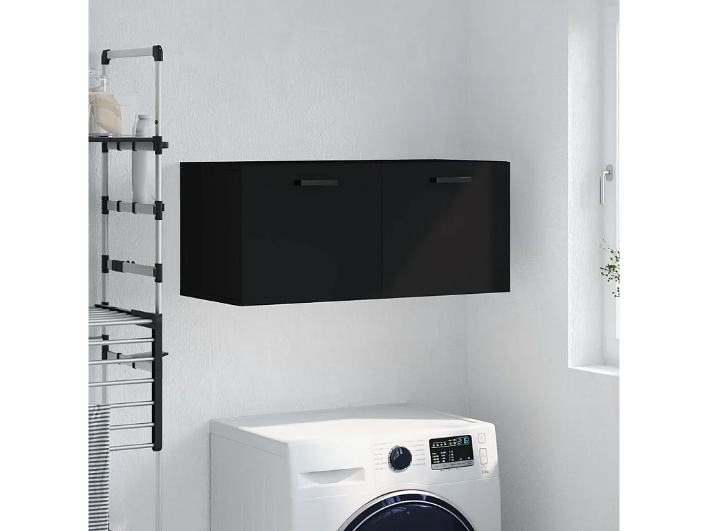 Mobiletto da parete nero 80x36,5x35 cm in legno ingegnerizzato
