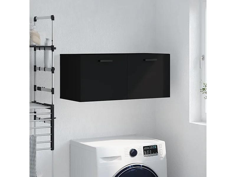 Mobiletto da parete nero 80x36,5x35 cm in legno ingegnerizzato