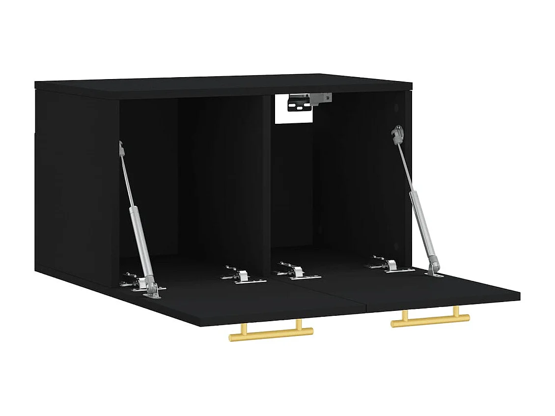 Mobiletto da parete nero, 60x36,5x35 cm, legno ingegnerizzato