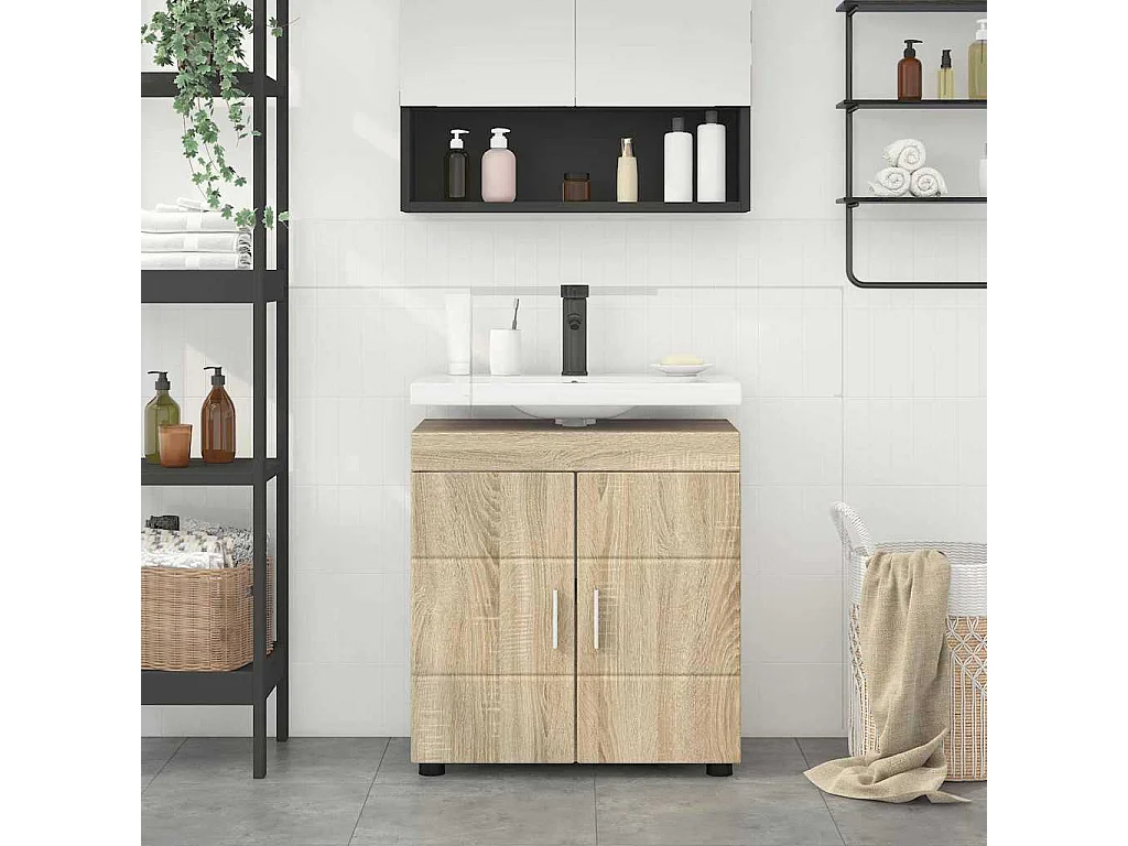 Armoire de lavabo de salle de bain Chêne sonoma