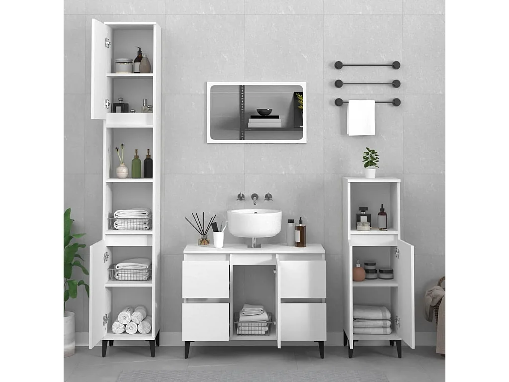 Mobile lavabo bianco 80x33x60 cm in legno ingegnerizzato
