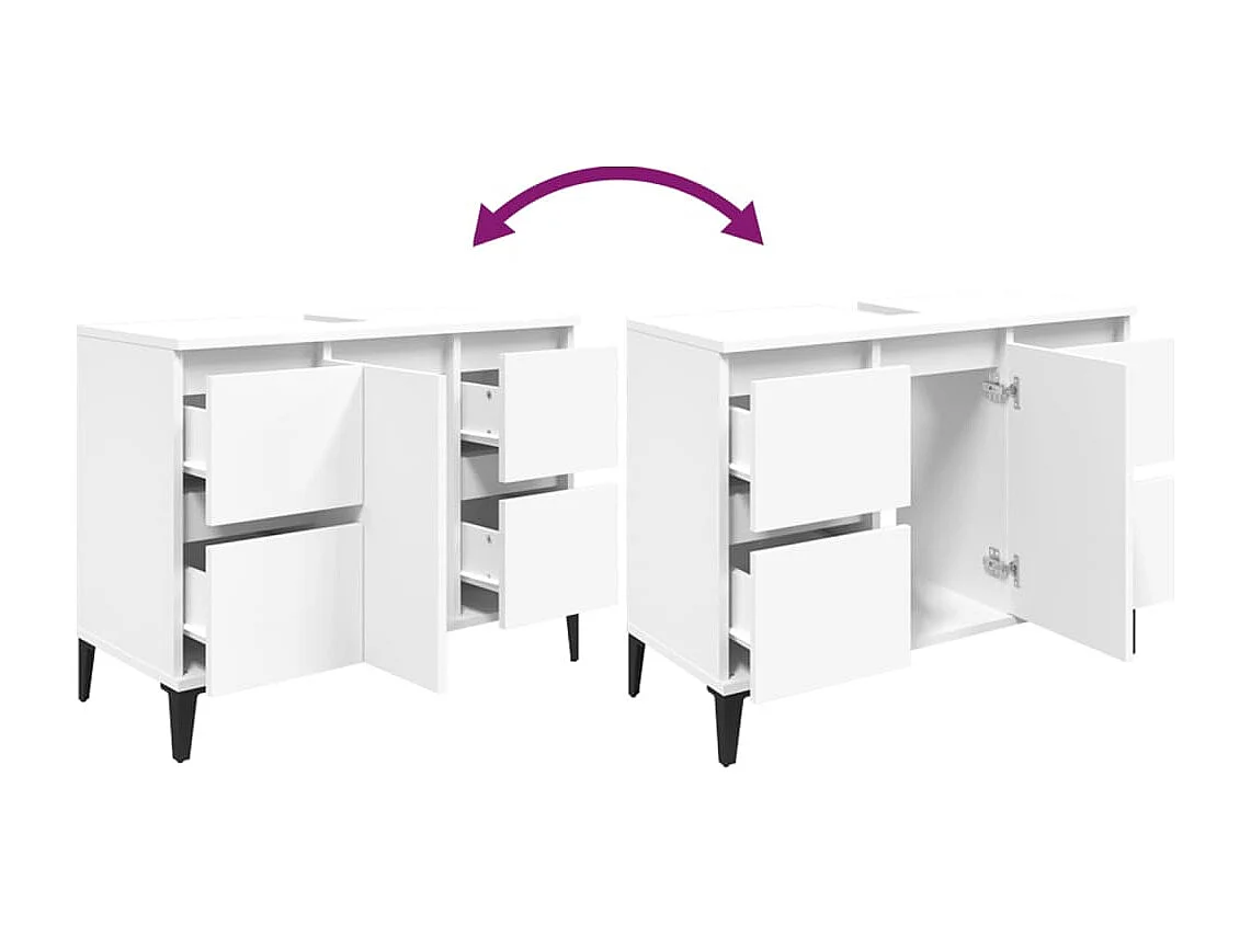 Mobile lavabo bianco 80x33x60 cm in legno ingegnerizzato