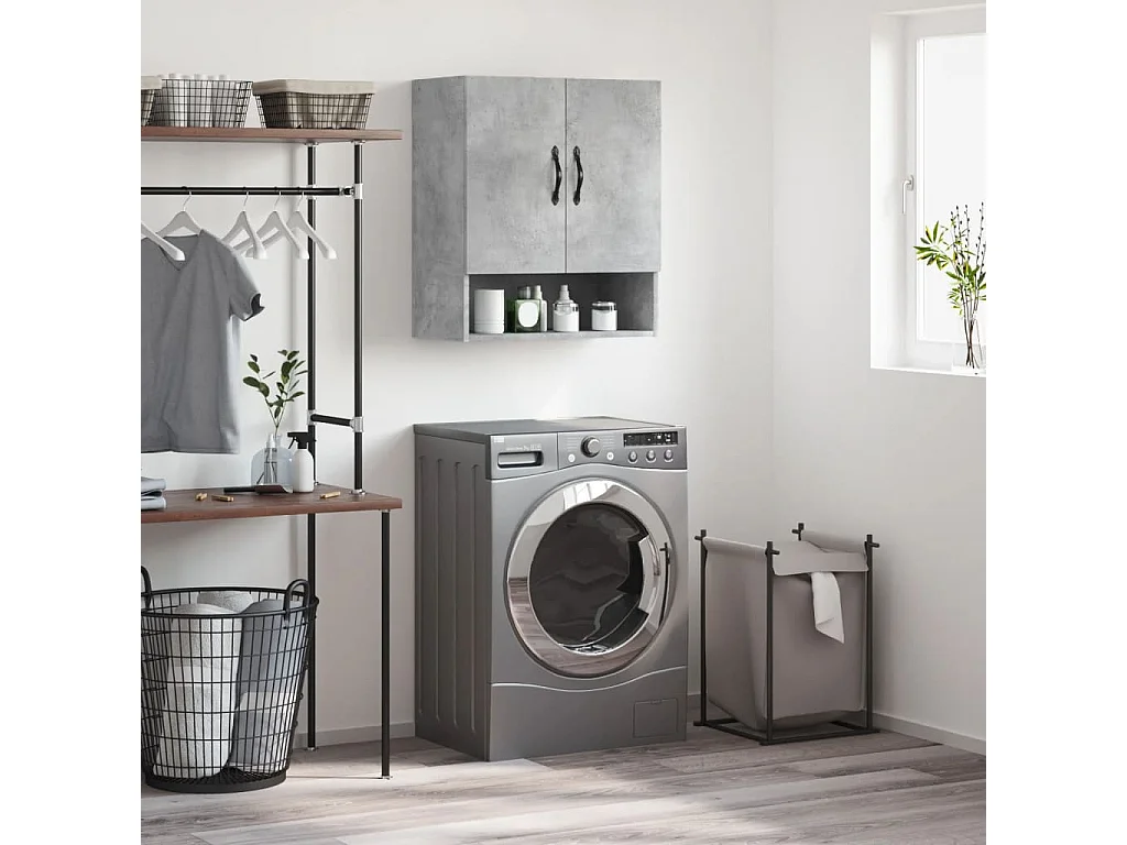 Mobiletto da parete grigio cemento 60x31x70 cm in legno ingegnerizzato