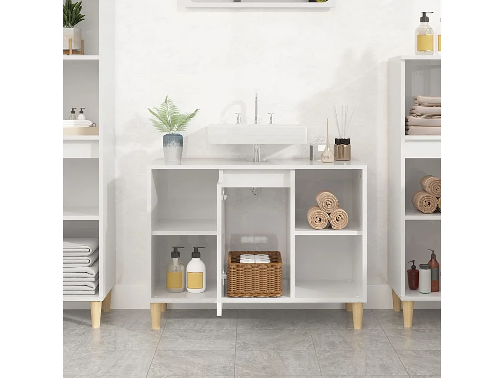 Mobile lavabo bianco lucido 80x33x60 cm in legno ingegnerizzato