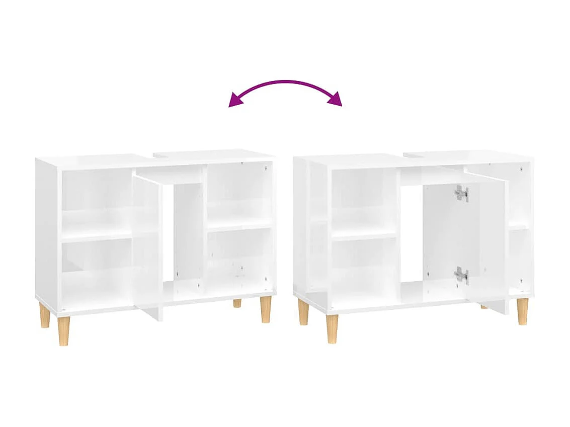 Mobile lavabo bianco lucido 80x33x60 cm in legno ingegnerizzato