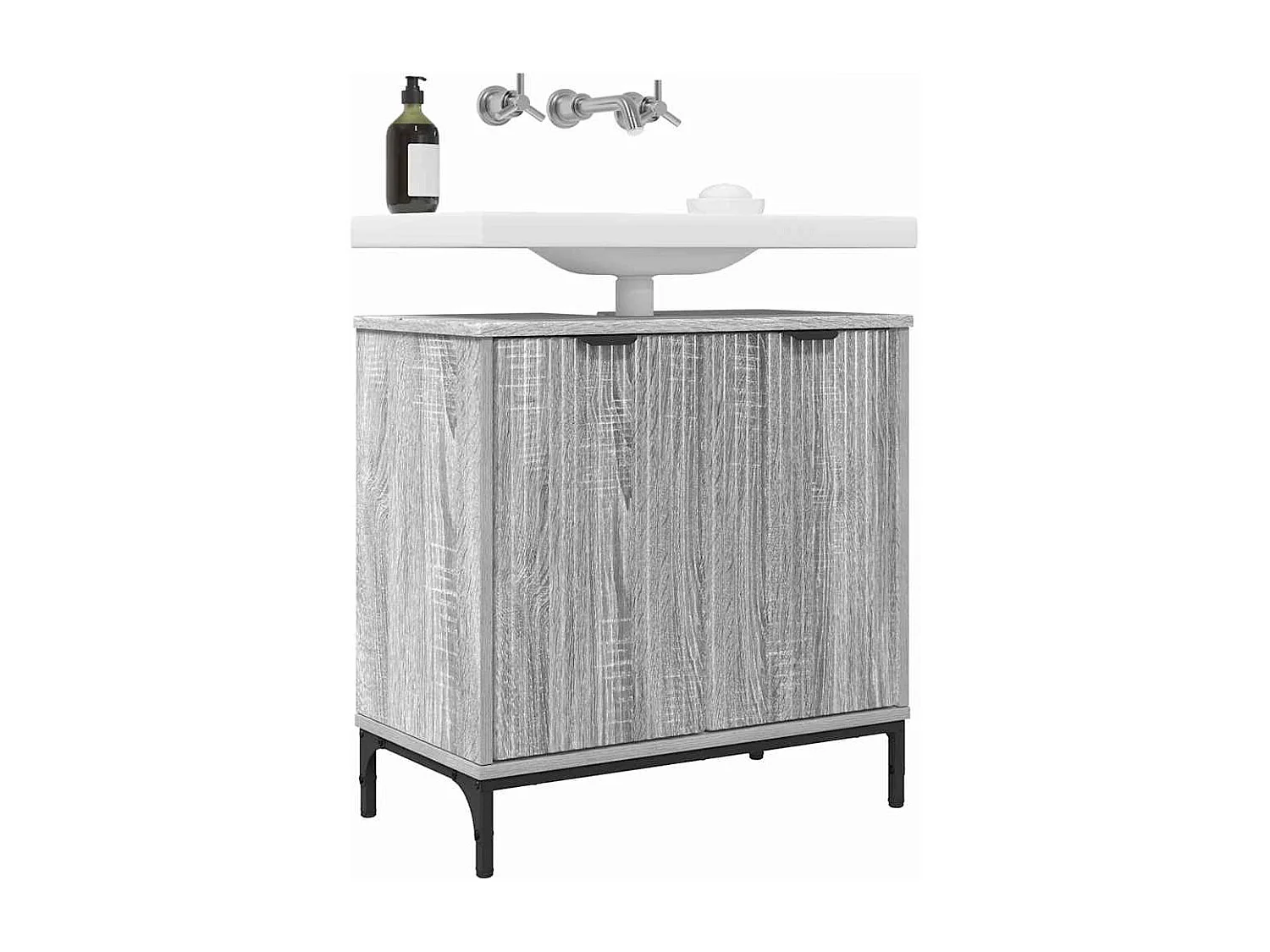 Meuble de Lavabo de Salle de Bain avec stockage Sonoma gris