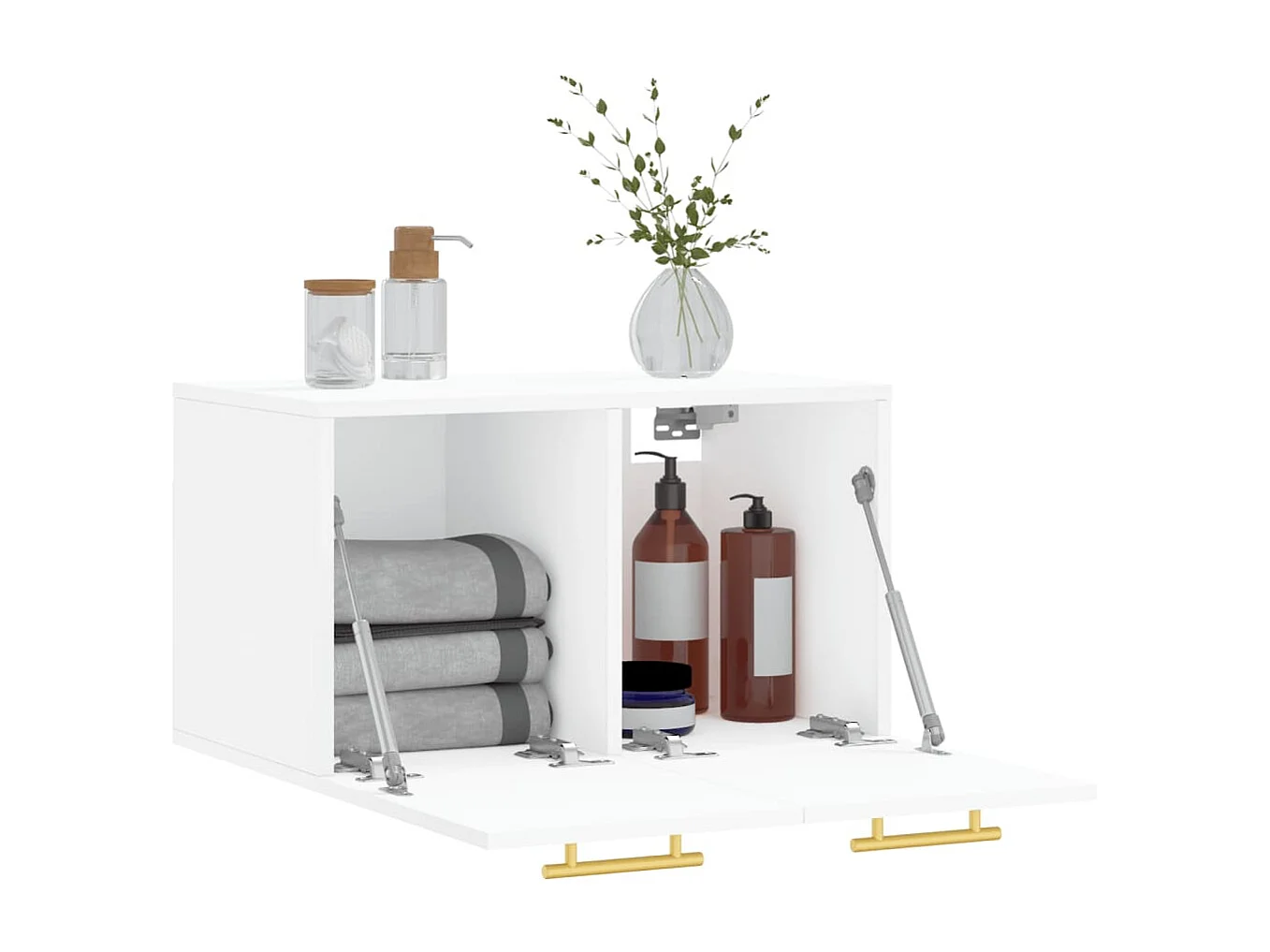 Mobiletto da parete bianco, 60x36,5x35 cm, legno ingegnerizzato