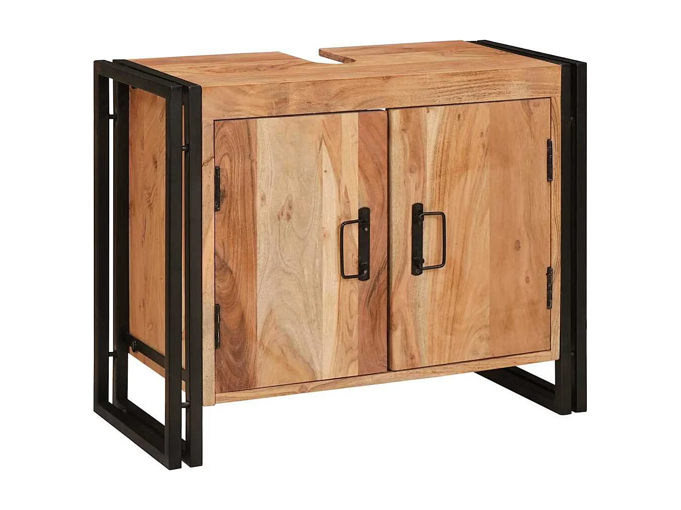 Meuble sous-vasque de salle de bain Bois d'acacia massif et fer