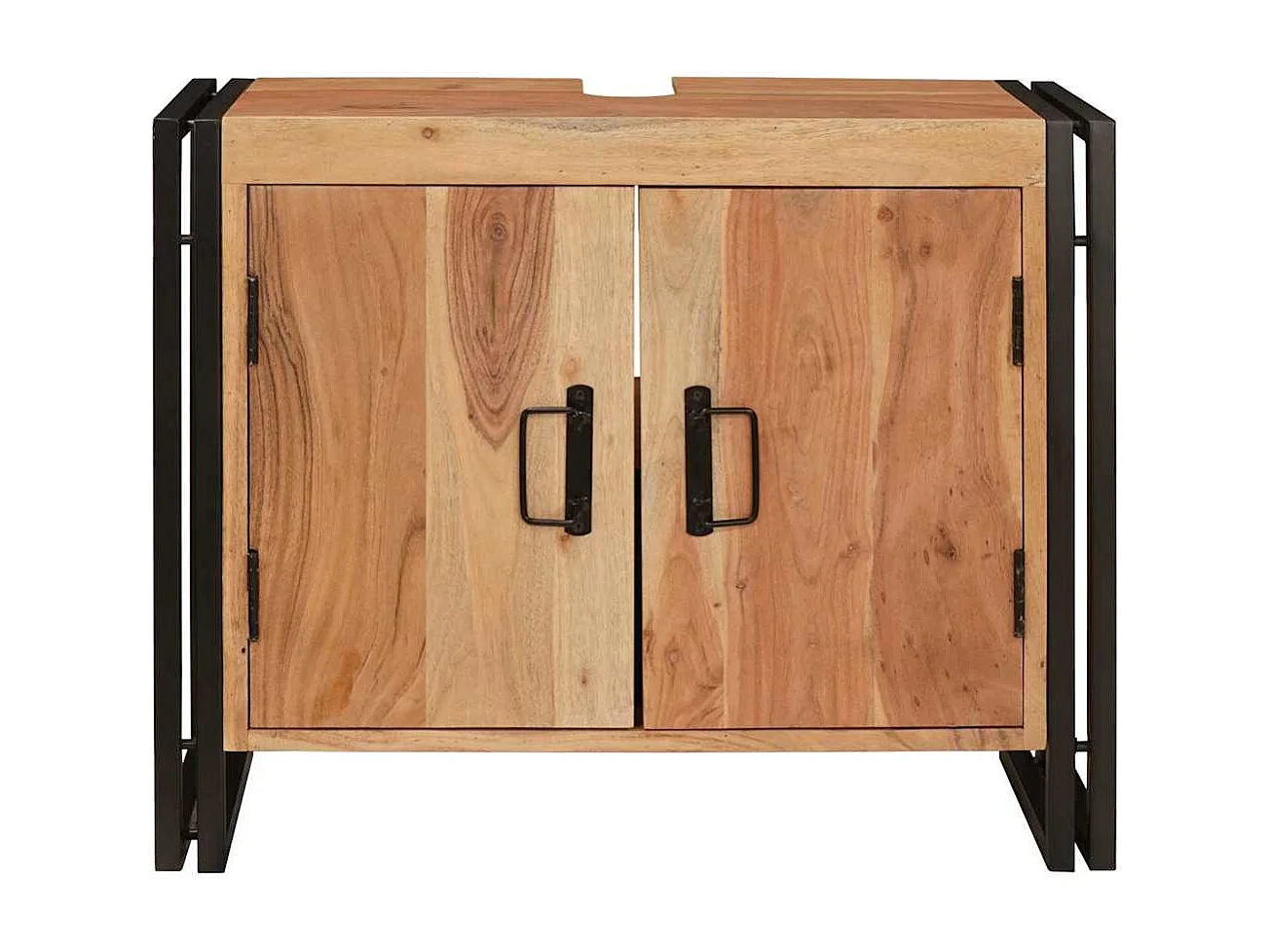 Meuble sous-vasque de salle de bain Bois d'acacia massif et fer