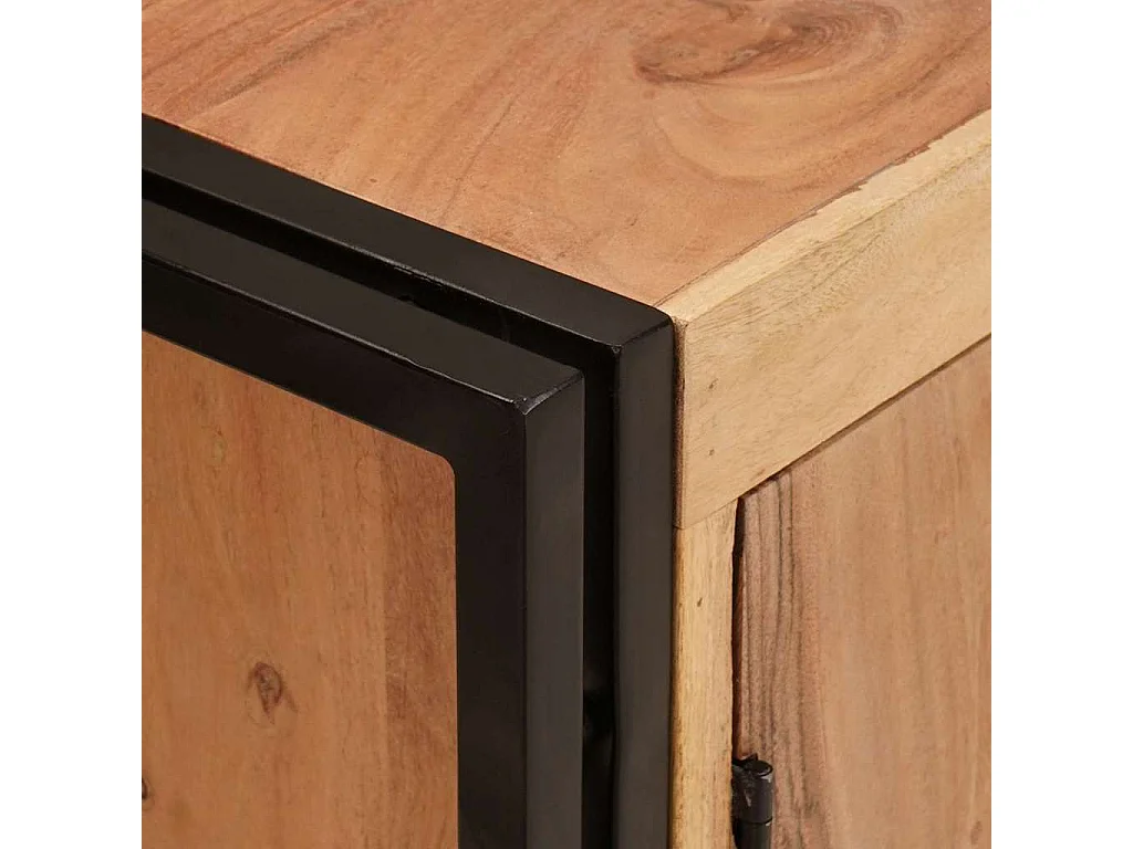 Mobile lavabo da bagno in legno massello di acacia e ferro