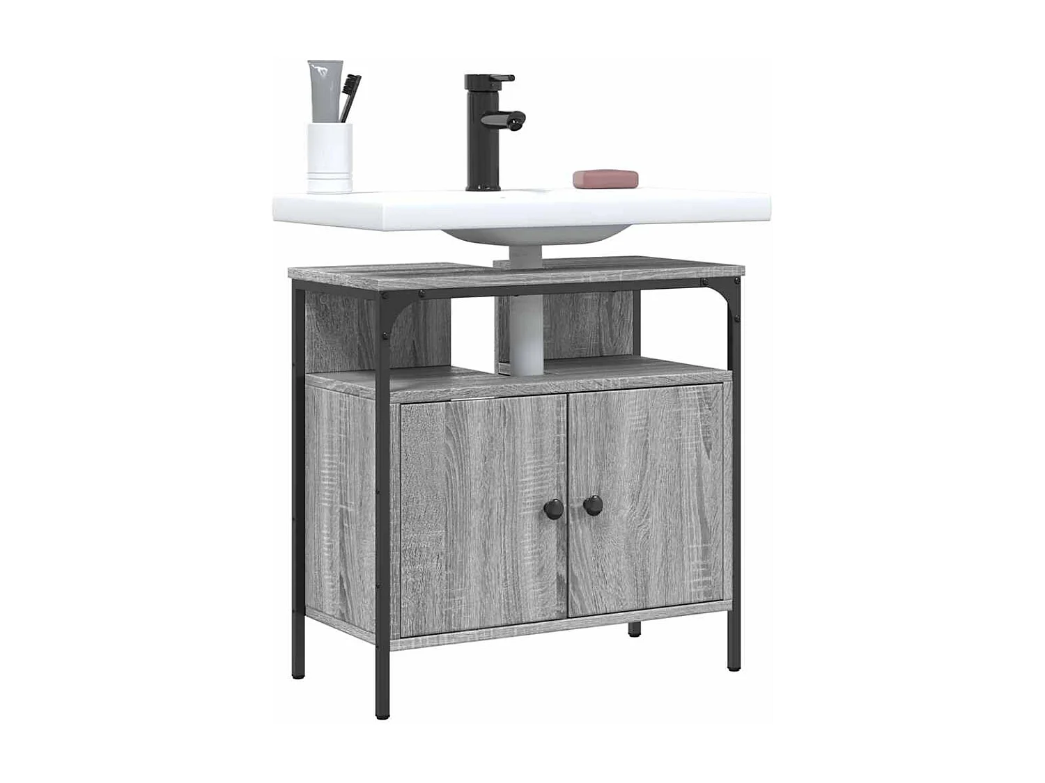 Mobile lavabo da bagno grigio Sonoma 60x30x60 cm