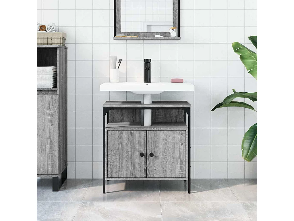 Mobile lavabo da bagno grigio Sonoma 60x30x60 cm