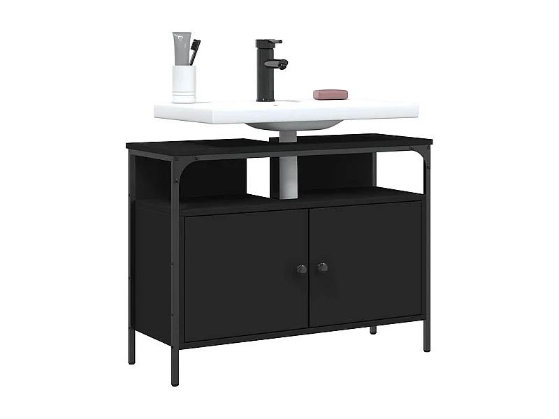 Armoire lavabo de salle de bain noir 80x30x60 cm