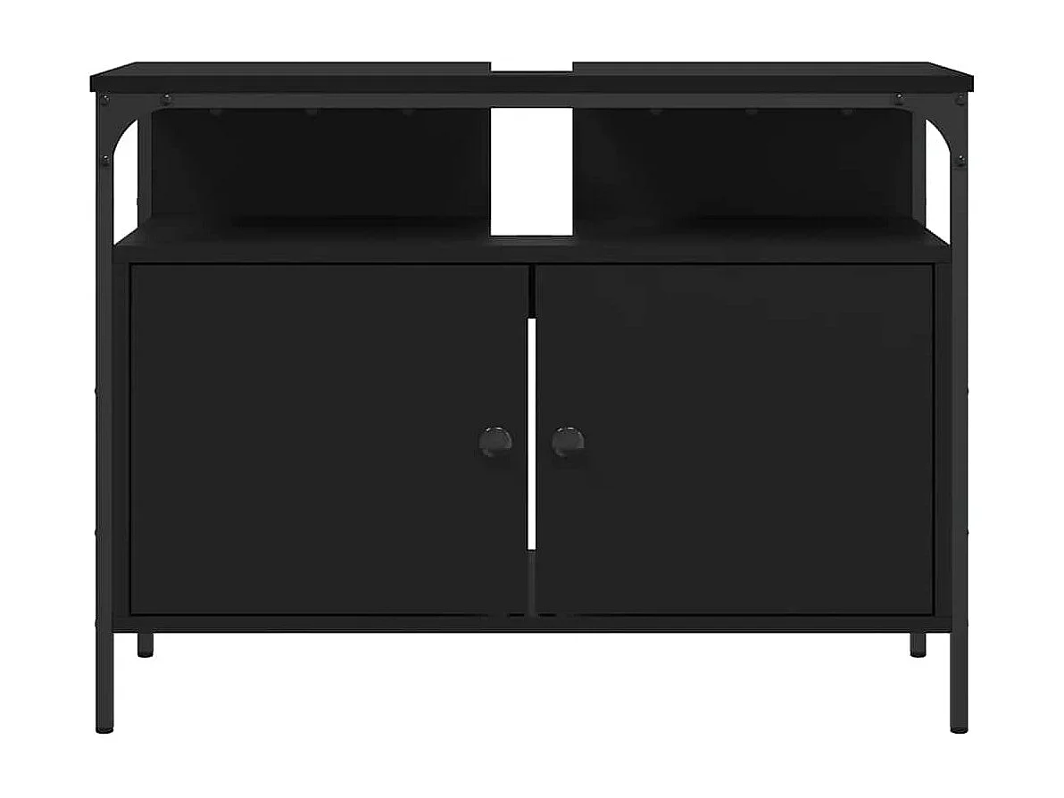 Armoire lavabo de salle de bain noir 80x30x60 cm